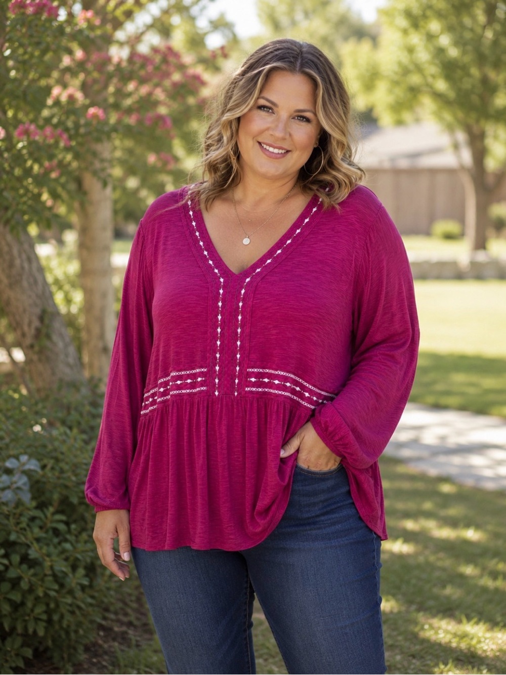 Westbound Deep Pink Tunic Top